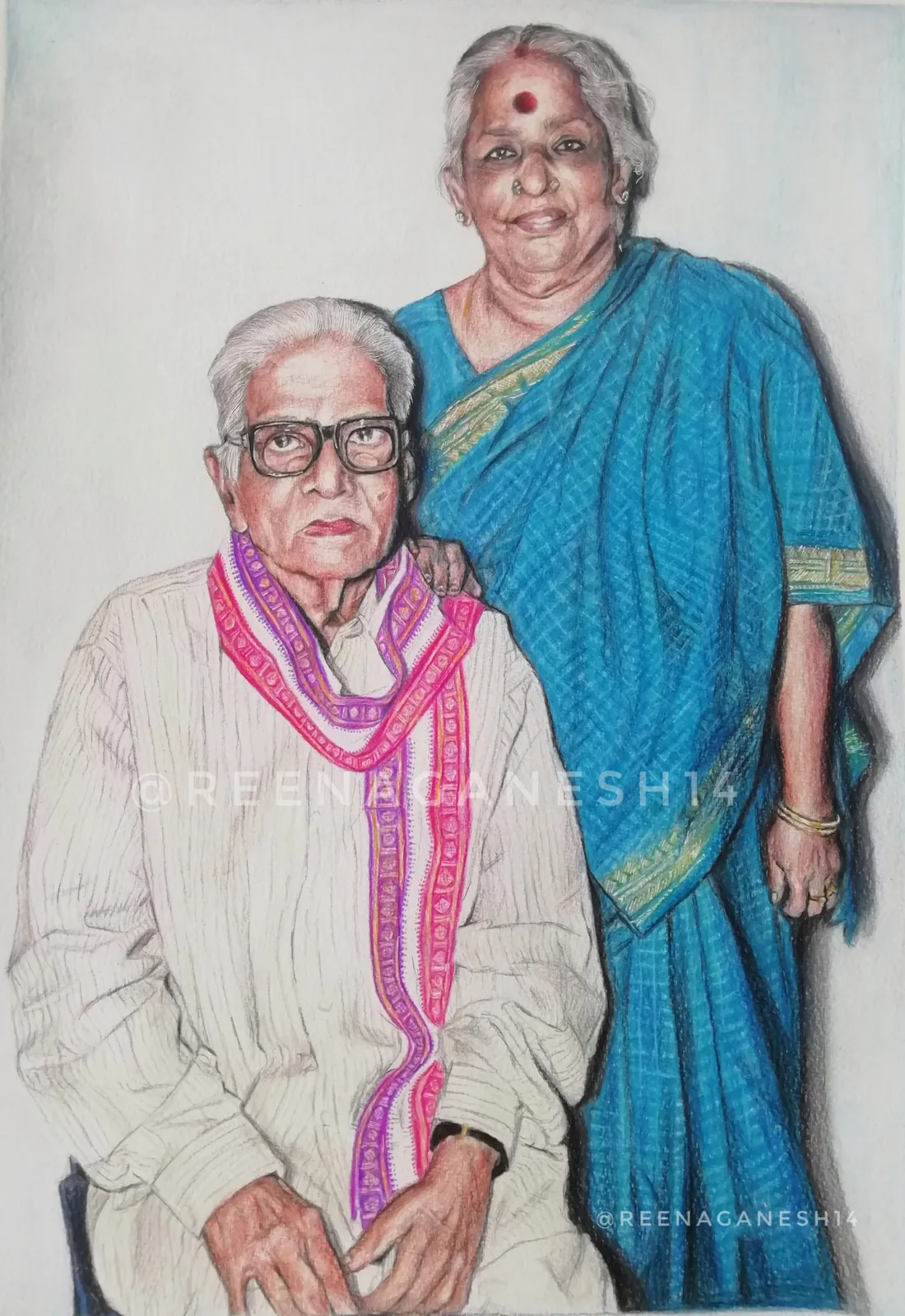 Colour portrait of grandparents