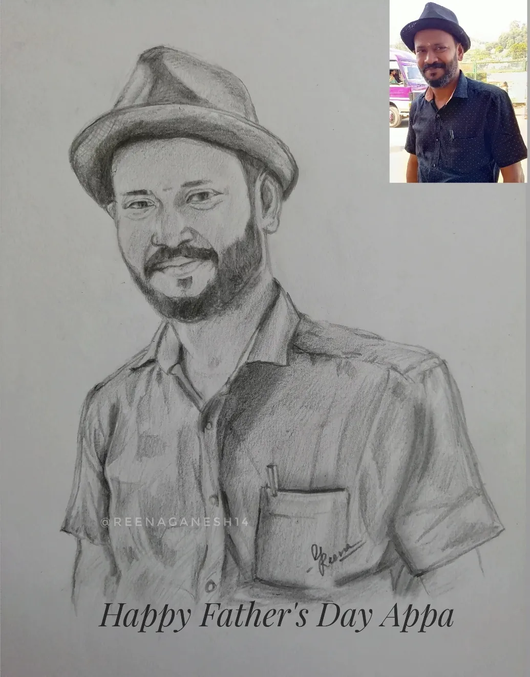 Father's Day pencil portrait gift